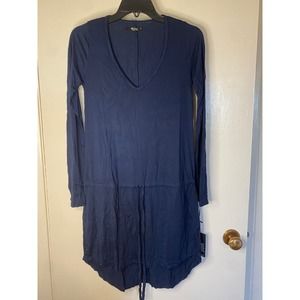 Michael Lauren V Neck Dress w/Drawstring Size XS Navy